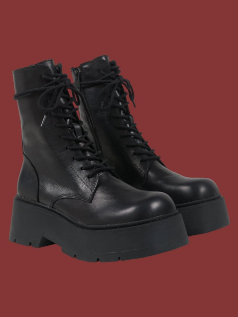Unif Black Leather Lace Up Aux Combat Boot size 10 - Picture 1 of 9
